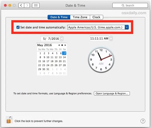 Auto time setting