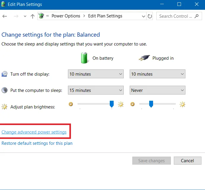 Change advance power setting