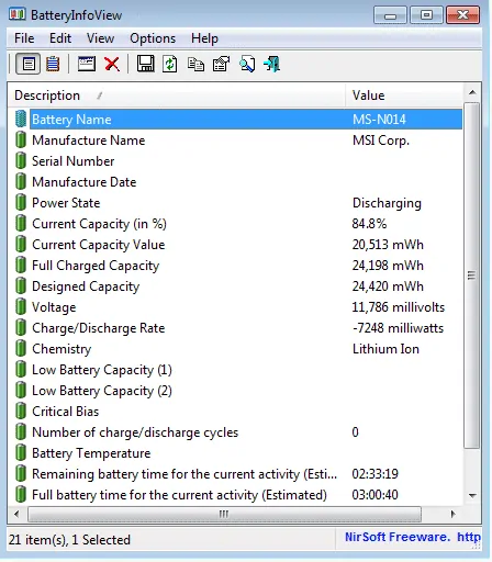 Battery Info View