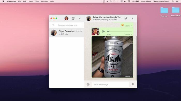 WhatsApp on MAC OSX 10